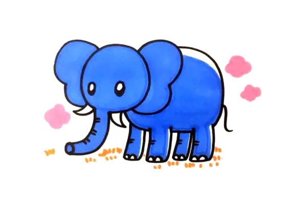 大象怎么画 涂色的大象简笔画教程