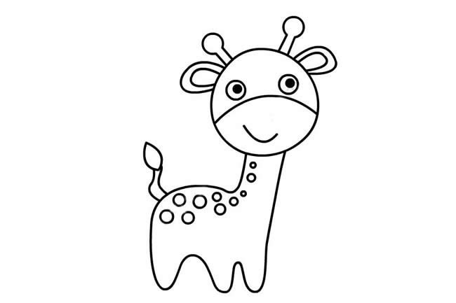 长颈鹿怎么画 涂色的长颈鹿简笔画