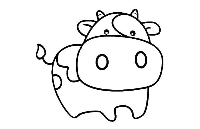 简单的卡通小牛儿童画