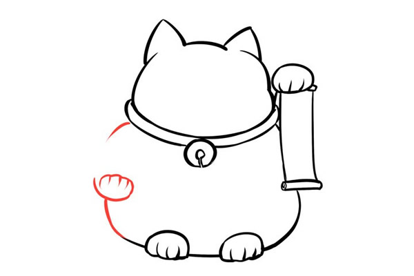 招财猫简笔画步骤教程