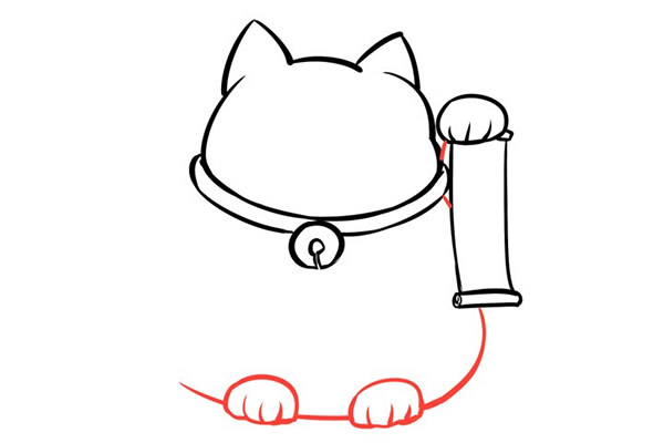 招财猫简笔画步骤教程