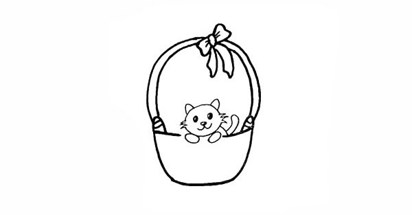 篮子里的小猫咪简笔画步骤
