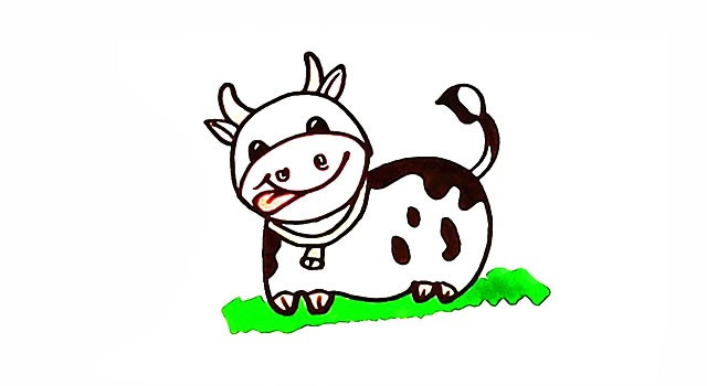 带颜色的奶牛简笔画怎么画