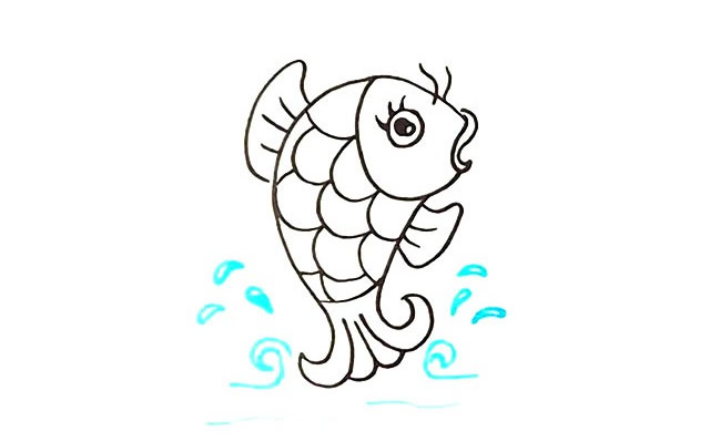 鲤鱼怎么画 漂亮的彩色鲤鱼简笔画