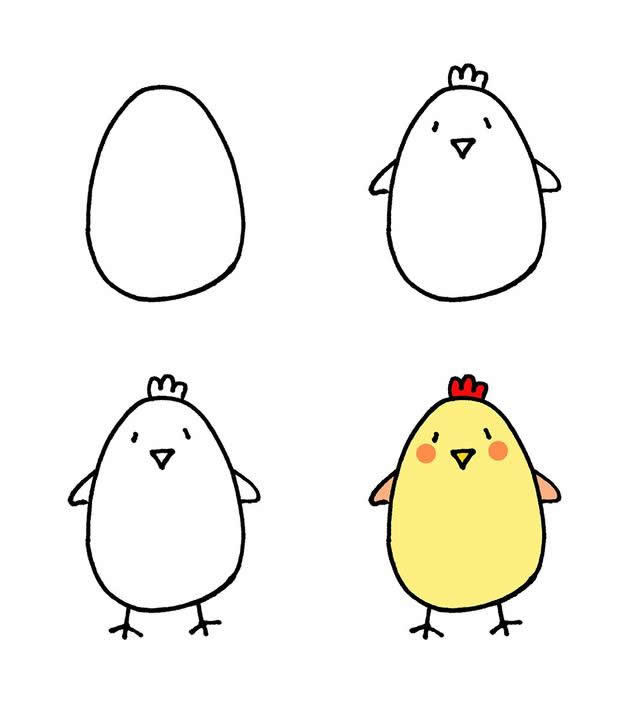 一组小鸡简笔画大全