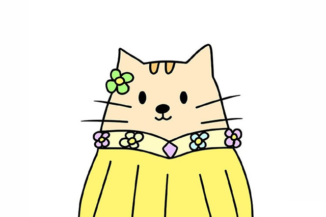 9种不同装扮的卡通小猫简笔画