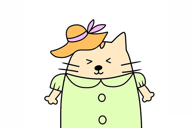 9种不同装扮的卡通小猫简笔画