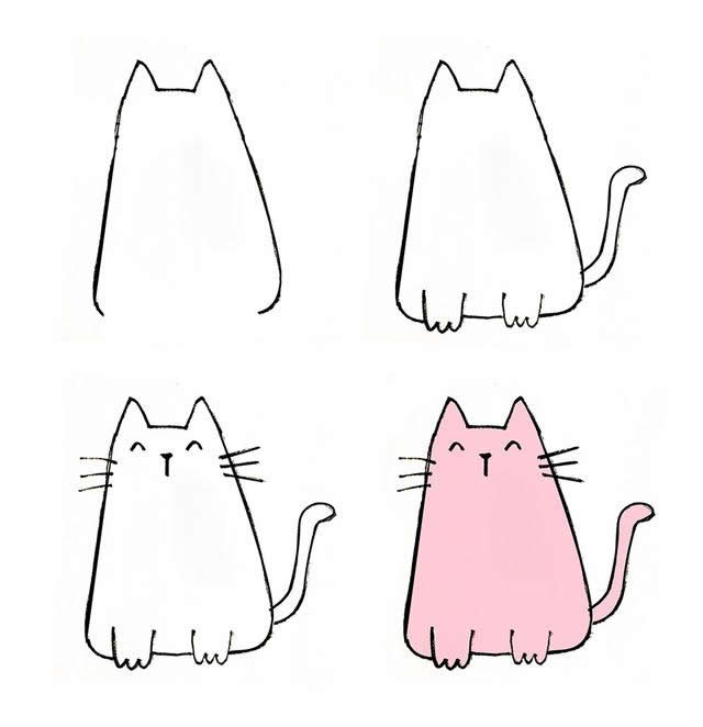 卡通猫咪简笔画步骤分解