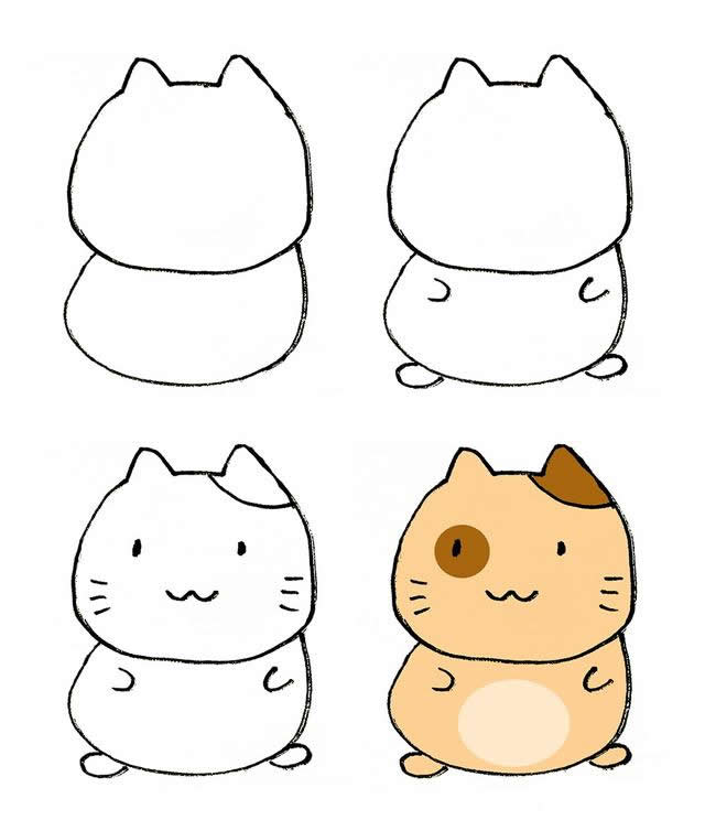 有趣的小猫简笔画步骤分解