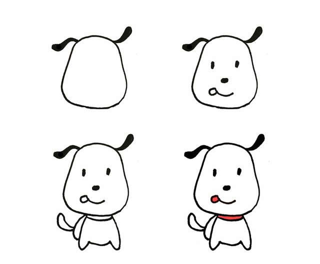 卡通小狗简笔画步骤分解