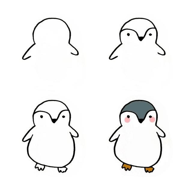 卡通企鹅简笔画步骤分解