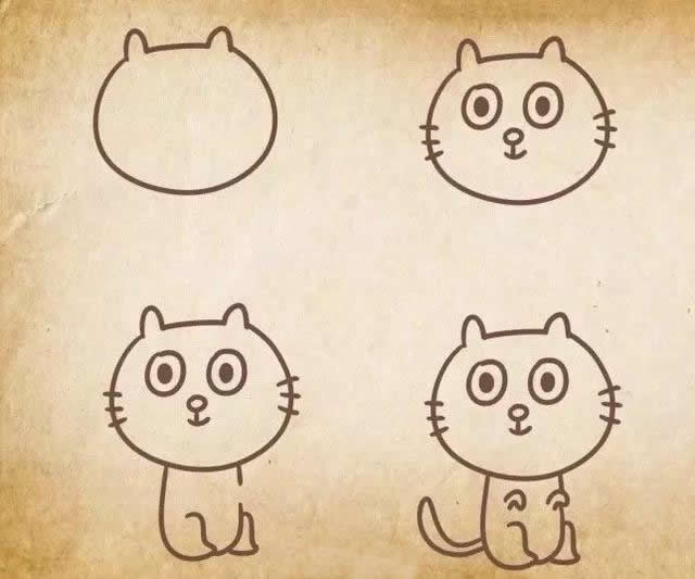 五种小猫咪简笔画教程