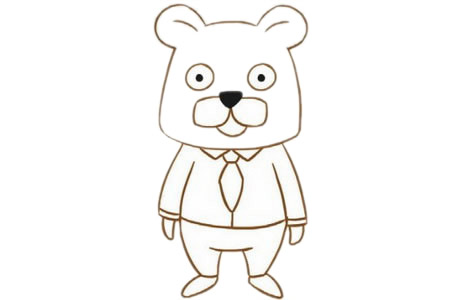 穿衣打领带的卡通豹子简笔画