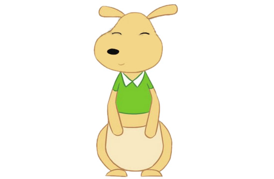 绿衣服卡通袋鼠简笔画