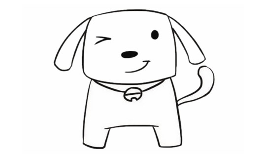 卡通小黑狗简笔画教程