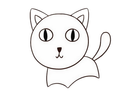 涂色的小猫简笔画步骤