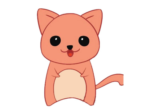 一组涂色的卡通小猫简笔画