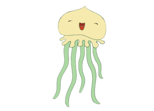 涂色的卡通水母简笔画