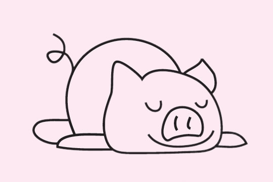 趴在地上睡觉的小猪简笔画