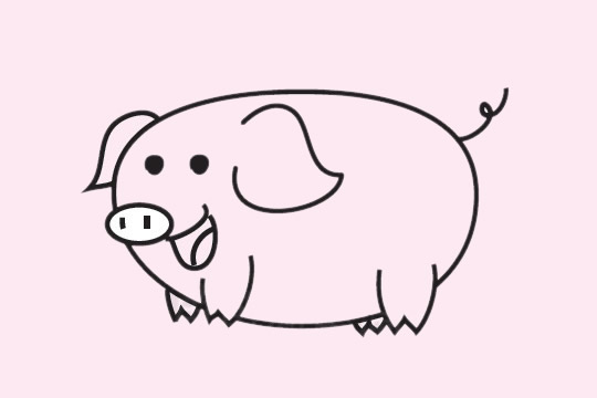 开心的小猪简笔画