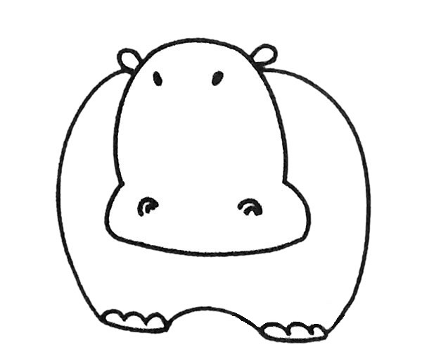 一组卡通的河马简笔画大全