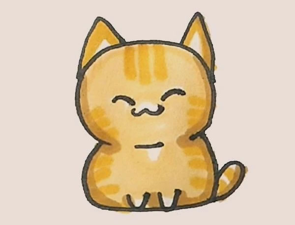 涂色的小猫简笔画教程