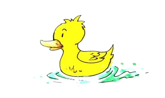 水中的小黄鸭简笔画教程