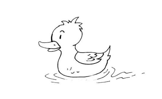水中的小黄鸭简笔画教程