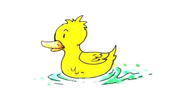 水中的小黄鸭简笔画教程