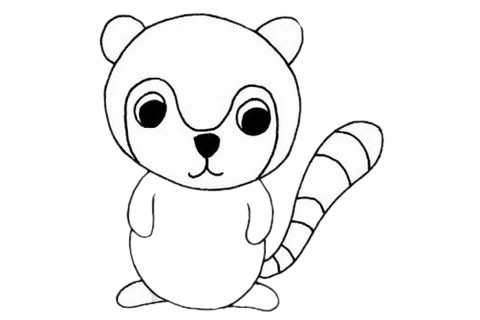 卡通狐猴简笔画步骤教程