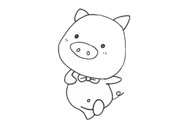 蹦蹦跳跳的小猪简笔画