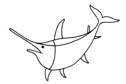 剑鱼卡通简笔画