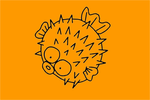 卡通的刺豚简笔画