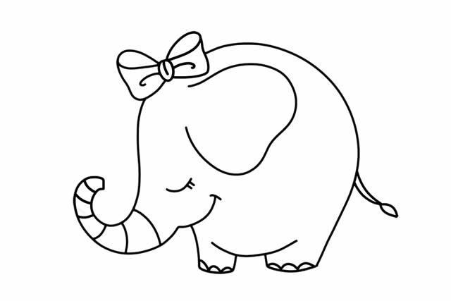 可爱害羞的大象简笔画
