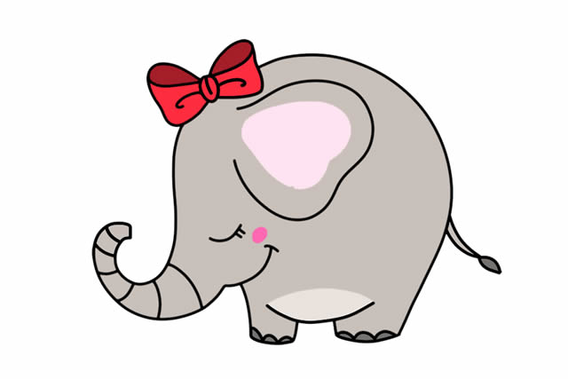 可爱害羞的大象简笔画