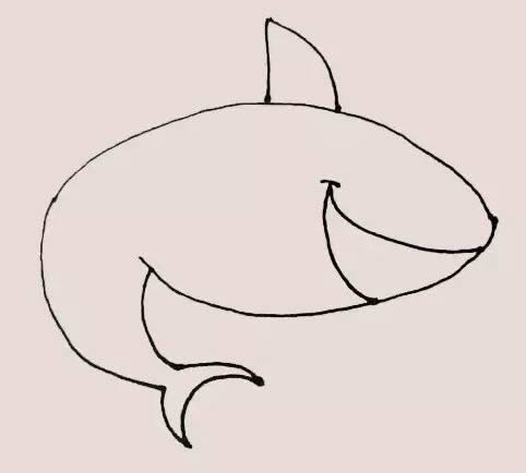 海里的鲨鱼简笔画教程