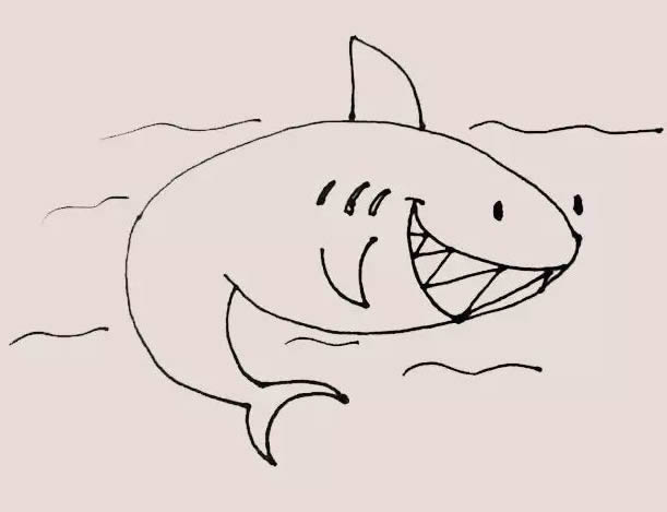 海里的鲨鱼简笔画教程