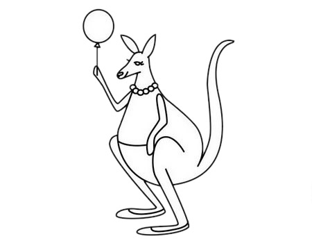 拿着气球的袋鼠简笔画