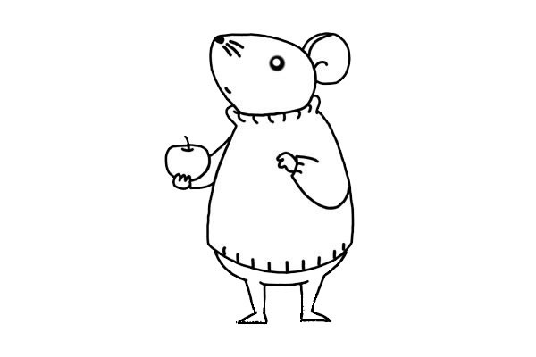穿毛衣的卡通老鼠简笔画