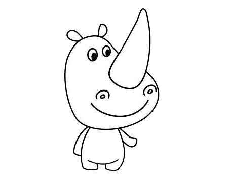 一只卡通的小犀牛简笔画