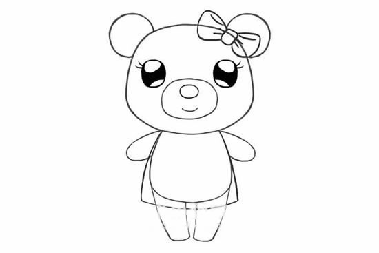 可爱的小熊姑娘卡通简笔画