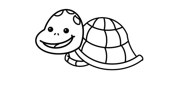 开心的卡通乌龟简笔画