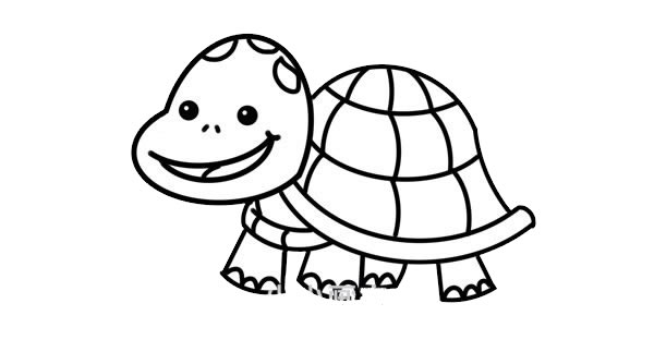 开心的卡通乌龟简笔画