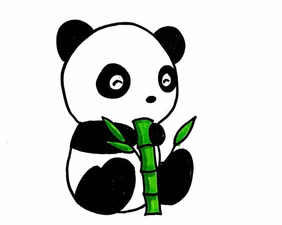 抱着竹子的小熊猫简笔画