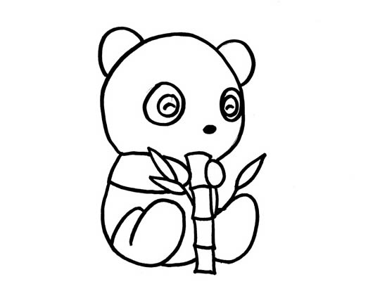 抱着竹子的小熊猫简笔画