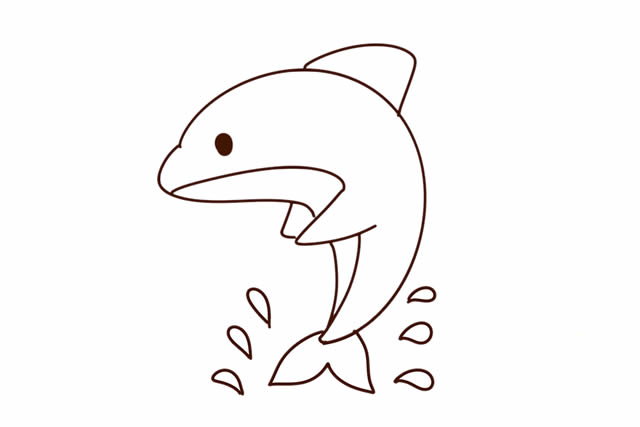 跃出海面的海豚简笔画