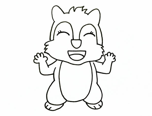 开心的松鼠卡通简笔画