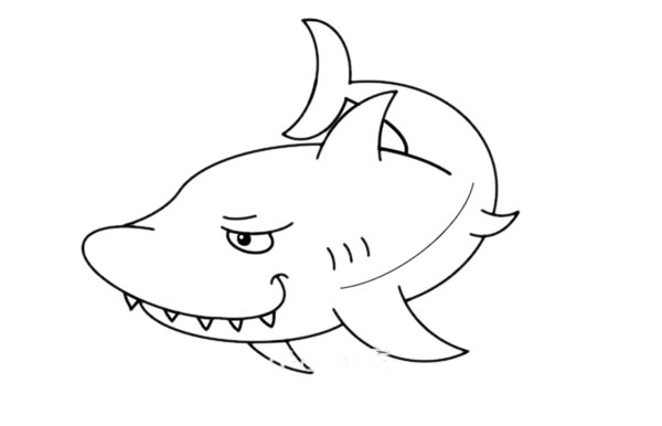 凶残的大鲨鱼简笔画步骤