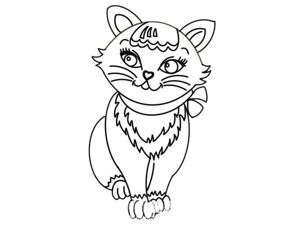 漂亮的小花猫简笔画步骤