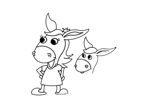 驴妈妈和小驴卡通简笔画